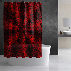 Шторка для душа Мандала абстрактная красно-чёрный, цвет: 3D-принт — фото 2