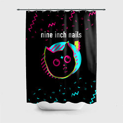 Шторка для душа Nine Inch Nails - rock star cat, цвет: 3D-принт