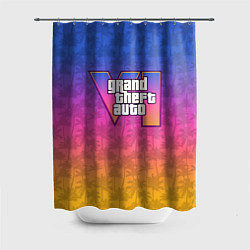 Шторка для душа GTA 6 - пальмы и логотип, цвет: 3D-принт