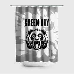 Шторка для душа Green Day рок панда на светлом фоне, цвет: 3D-принт