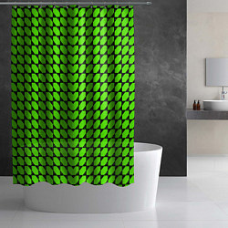 Шторка для душа Зелёные лепестки шестиугольники, цвет: 3D-принт — фото 2