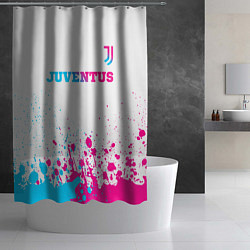 Шторка для душа Juventus neon gradient style посередине, цвет: 3D-принт — фото 2