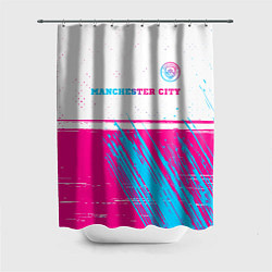 Шторка для душа Manchester City neon gradient style посередине, цвет: 3D-принт