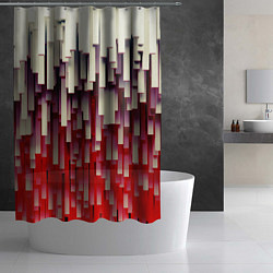 Шторка для душа Блоки-сталактиты с красной подсветкой, цвет: 3D-принт — фото 2
