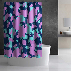 Шторка для душа Паттерн с сиреневыми и голубыми пятнами, цвет: 3D-принт — фото 2