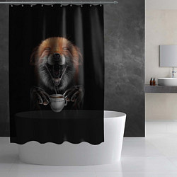Шторка для душа Лис с чашечкой кофе, цвет: 3D-принт — фото 2