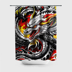 Шторка для душа Огнедышащий дракон в японском стиле, цвет: 3D-принт