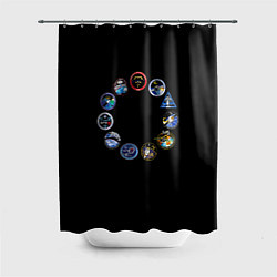 Шторка для душа NASA круг логотипов, цвет: 3D-принт
