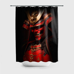Шторка для душа Демон самурай Они - красный, цвет: 3D-принт