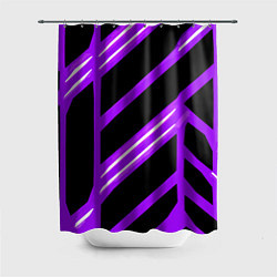 Шторка для душа Чёрно-белые полосы на фиолетовом фоне, цвет: 3D-принт
