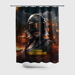 Шторка для душа PUBG девушка в шлеме, цвет: 3D-принт