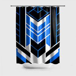 Шторка для душа Blue and black stripes on a white background, цвет: 3D-принт