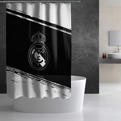 Шторка для душа Реал мадрид белое лого, цвет: 3D-принт — фото 2