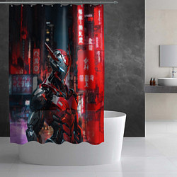 Шторка для душа Бронированный красный киборг, цвет: 3D-принт — фото 2