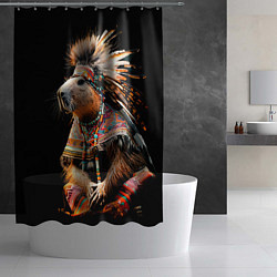 Шторка для душа Капибара этнический индеец, цвет: 3D-принт — фото 2