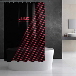 Шторка для душа Jac motors чёрно-розовый шахматка, цвет: 3D-принт — фото 2