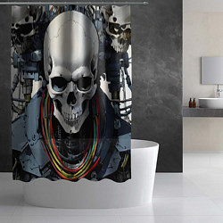 Шторка для душа Cool cyber skull - ai art fantasy, цвет: 3D-принт — фото 2