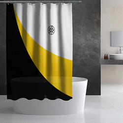 Шторка для душа Сокрушу пред ним врагов его малый черный КЦК Никол, цвет: 3D-принт — фото 2