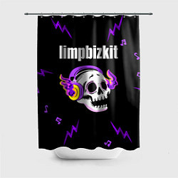 Шторка для душа Limp Bizkit неоновый череп, цвет: 3D-принт