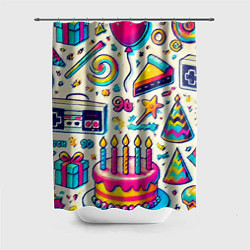 Шторка для душа Праздник 90х игры сладости и ностальгия, цвет: 3D-принт