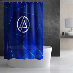 Шторка для душа Linkin Park blue poly, цвет: 3D-принт — фото 2
