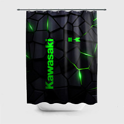 Шторка для душа Kawasaki - плиты с эффектом свечения, цвет: 3D-принт