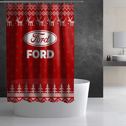 Шторка для душа Новогодний Ford с оленями, цвет: 3D-принт — фото 2