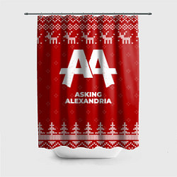 Шторка для душа Новогодний Asking Alexandria с оленями, цвет: 3D-принт