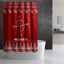 Шторка для душа Новогодний Megadeth с оленями, цвет: 3D-принт — фото 2