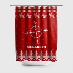 Шторка для душа Новогодний Megadeth с оленями, цвет: 3D-принт
