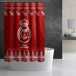 Шторка для душа Новогодний Real Madrid с оленями, цвет: 3D-принт — фото 2