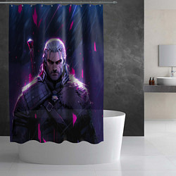 Шторка для душа Geralt - neon rain, цвет: 3D-принт — фото 2