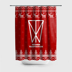 Шторка для душа Новогодний Within Temptation с оленями, цвет: 3D-принт