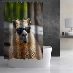 Шторка для душа Модная капибара в темных очках, цвет: 3D-принт — фото 2