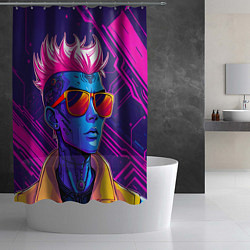 Шторка для душа Неоновый панк, цвет: 3D-принт — фото 2