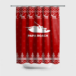 Шторка для душа Новогодний Papa Roach с оленями, цвет: 3D-принт