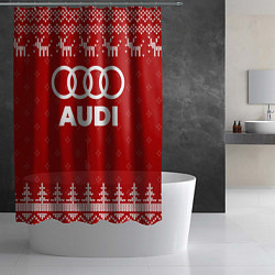 Шторка для душа Новогодний Audi с оленями, цвет: 3D-принт — фото 2