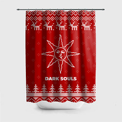 Шторка для душа Новогодний Dark Souls с оленями, цвет: 3D-принт