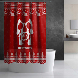 Шторка для душа Новогодний Deftones с оленями, цвет: 3D-принт — фото 2