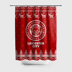 Шторка для душа Новогодний Leicester City с оленями, цвет: 3D-принт