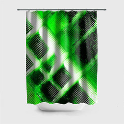 Шторка для душа Зелёная сеть на чёрном фоне, цвет: 3D-принт