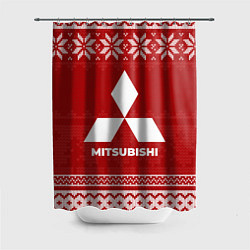 Шторка для душа Новогодний Mitsubishi, цвет: 3D-принт