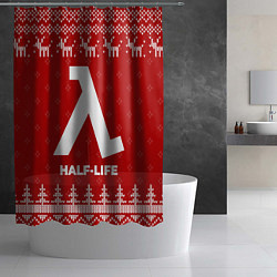 Шторка для душа Новогодний Half-Life с оленями, цвет: 3D-принт — фото 2