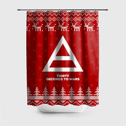 Шторка для душа Новогодний Thirty Seconds to Mars с оленями, цвет: 3D-принт