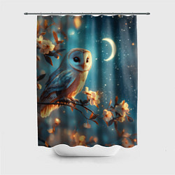 Шторка для душа Сова и звездное небо, цвет: 3D-принт