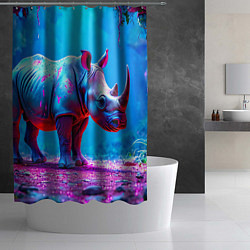 Шторка для душа Носорог в сказачном лесу, цвет: 3D-принт — фото 2