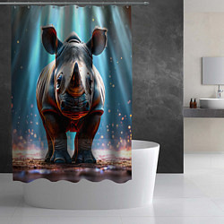 Шторка для душа Носорог в лучах, цвет: 3D-принт — фото 2
