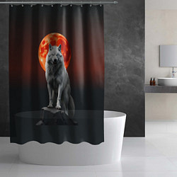 Шторка для душа Белый волк в ночи, цвет: 3D-принт — фото 2