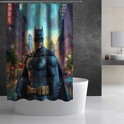 Шторка для душа Бэтмен неоновый город, цвет: 3D-принт — фото 2