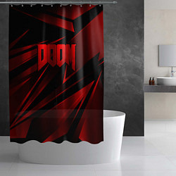 Шторка для душа Doom - красная абстракция, цвет: 3D-принт — фото 2